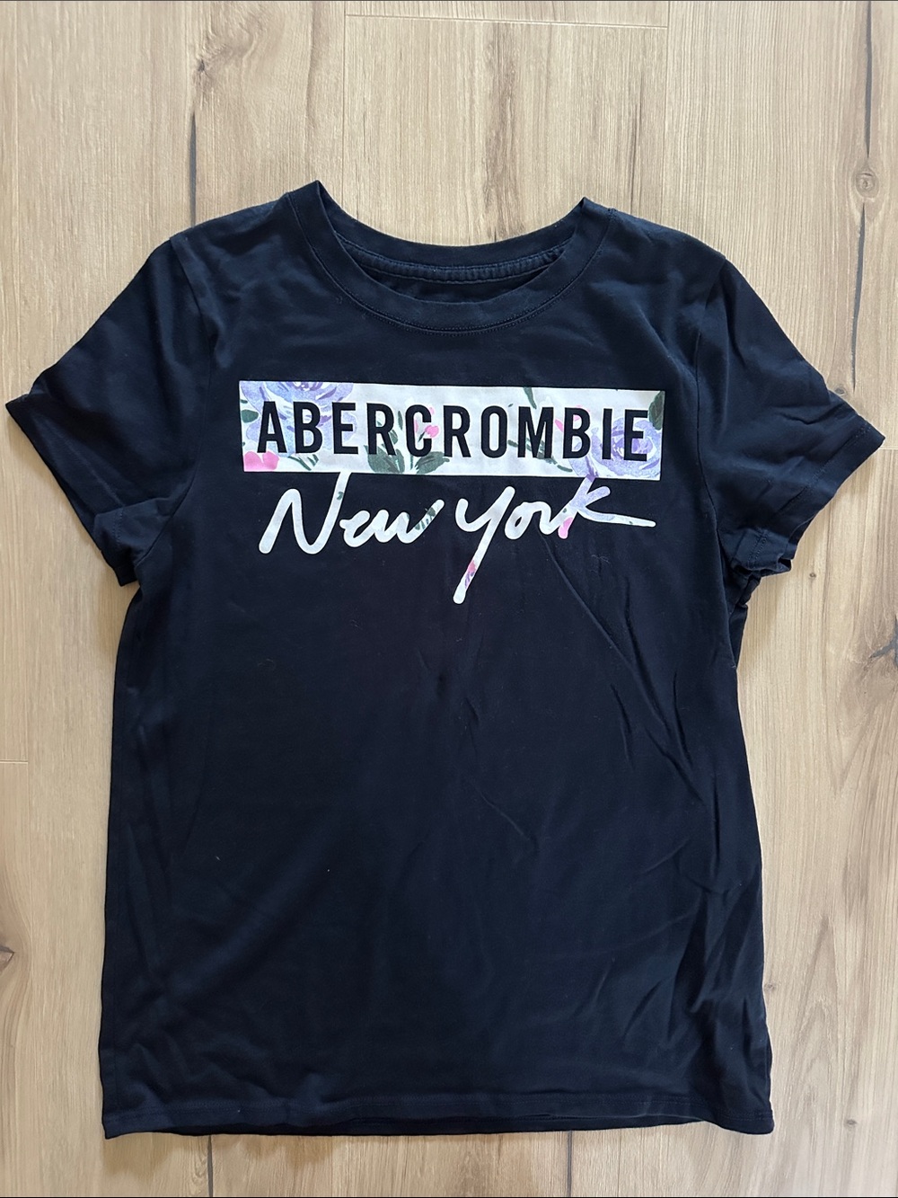 Abercrombie & Fitch Black Floral Logo Tee